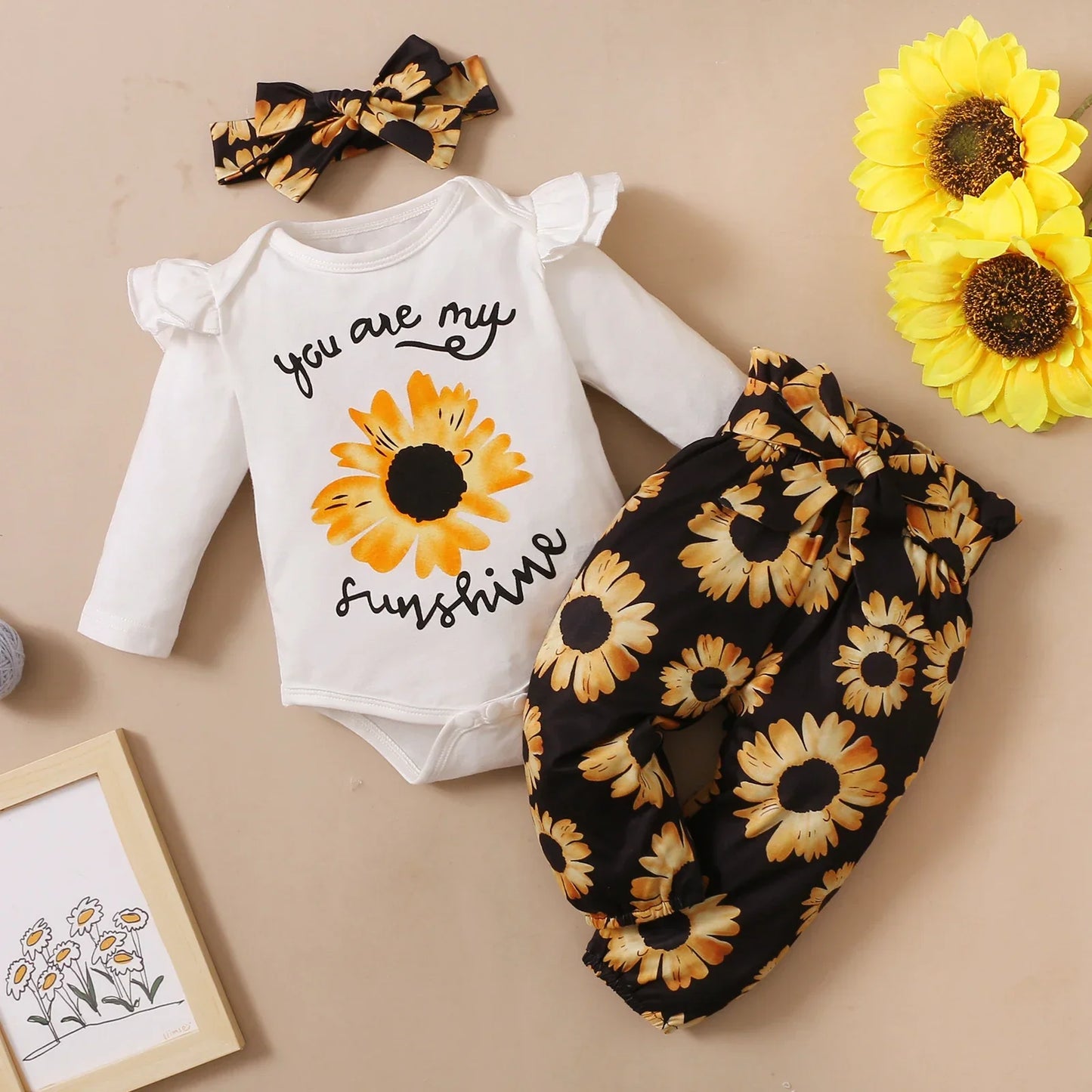Newborn Girl Clothes Set New Born Baby Clothes Toddler Girl Outfits Baby Bodysuit Bow Pants Headband Infant 0-24M Baby Clothes