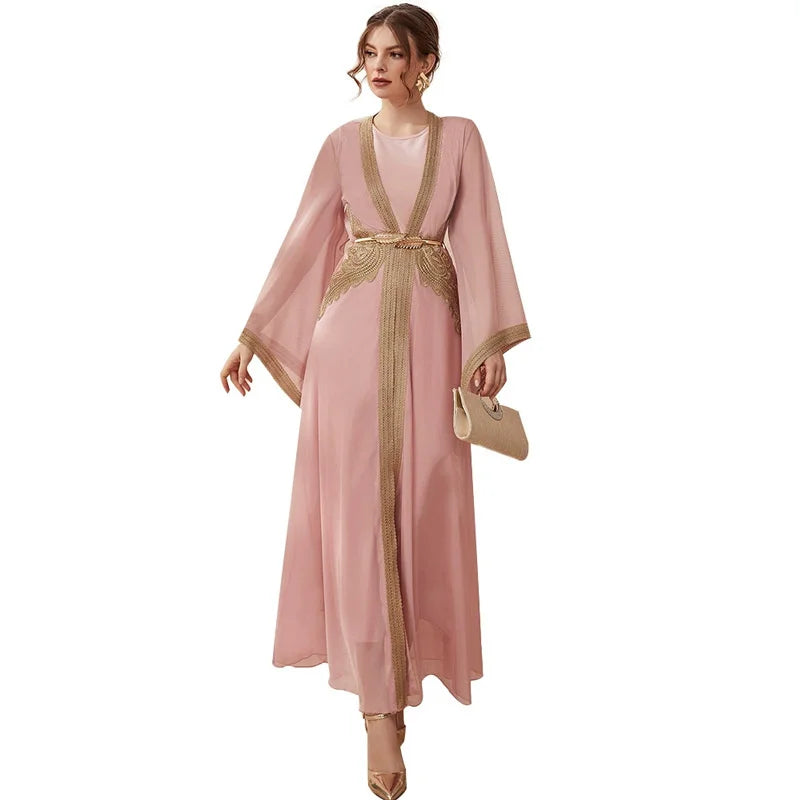 Muslim Arab Dress Middle East Dubai Women's Set Clothing Abaya Luxury Long Elegant