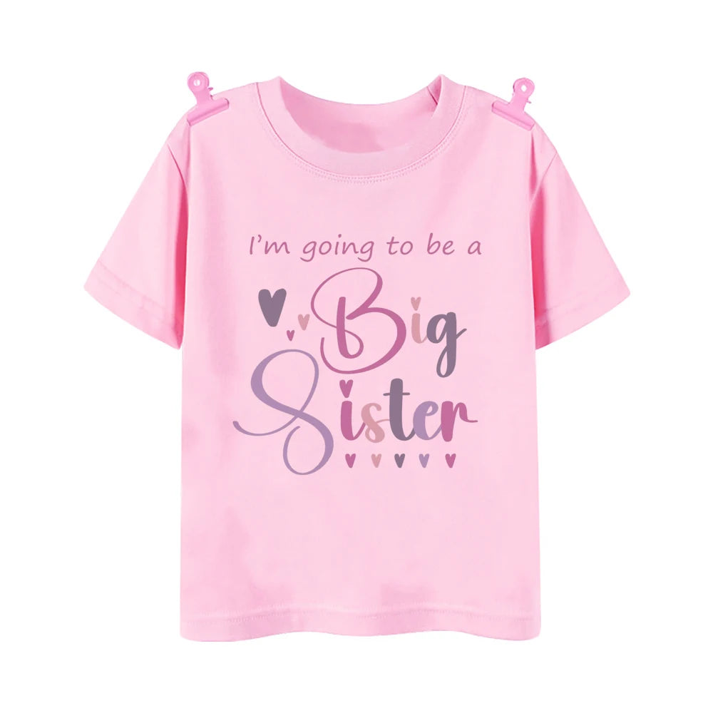 Promoted To Big Sister Rainbow Printed Baby Announcement T Shirt Girls T-Shirt Children Tops Toddler Tshirt Summer Clothes Tee