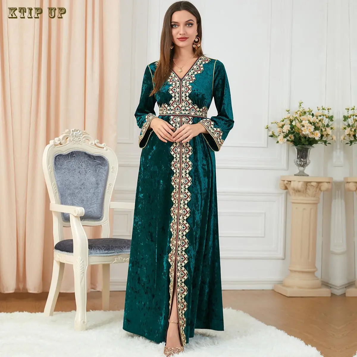 Women's Golden Velvet Abaya Robe,, Hot Drill, Middle East, New, Hot Sale