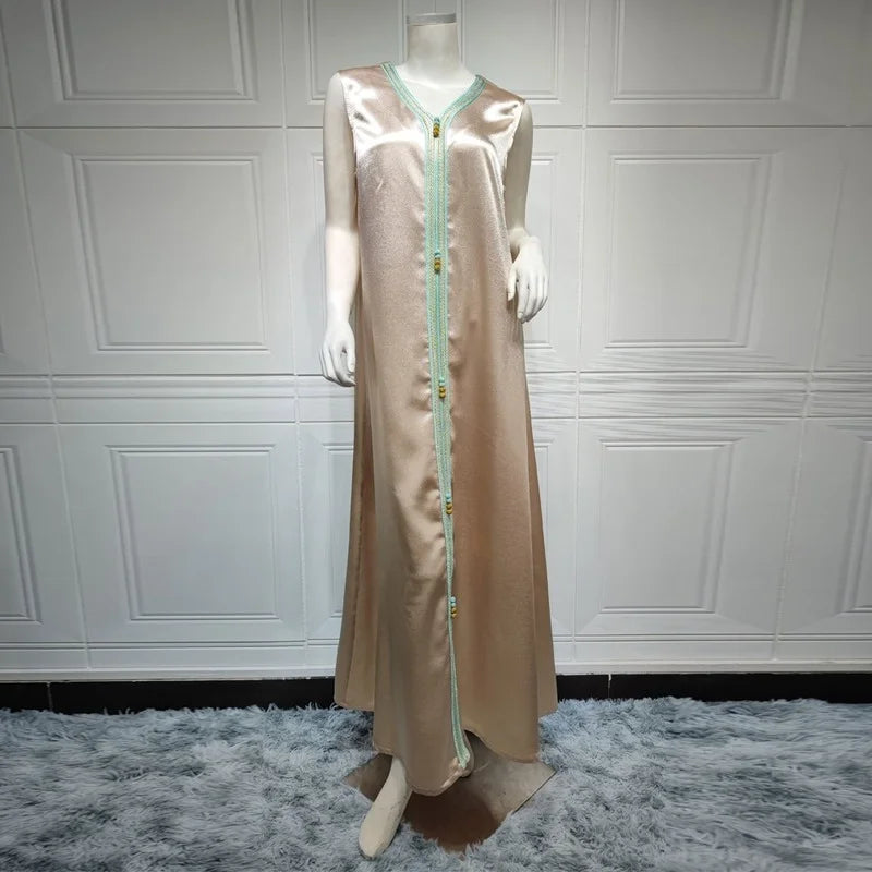 Modest Muslim 2 Pieces Abaya Dress Set for Women Autumn Jalabiya