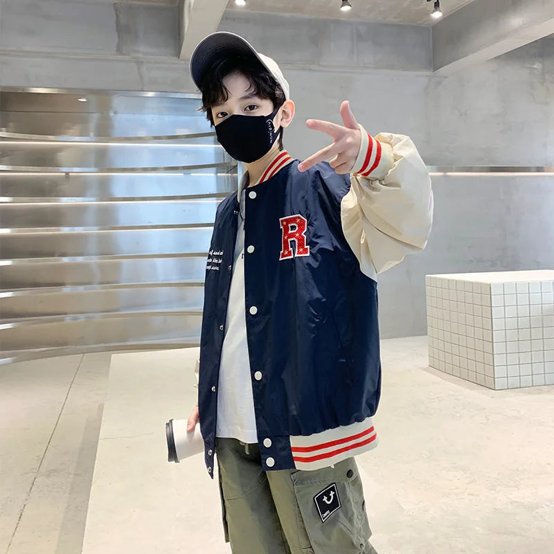 Spring Autumn Bomber Jacket for Kids Casual Baseball Uniform Coats Children Outerwear Boys Varsity Clothes