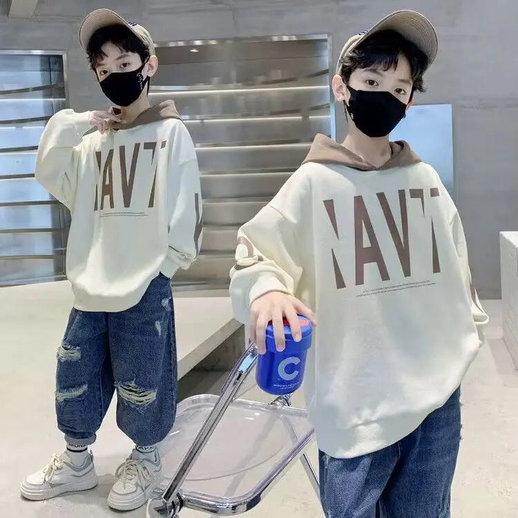 Boys Loose Pullover Hoodie Clothes for Teens Fashion Spring Autumn Boys Sweatshirt Hoodies Casual Streetwear kids
