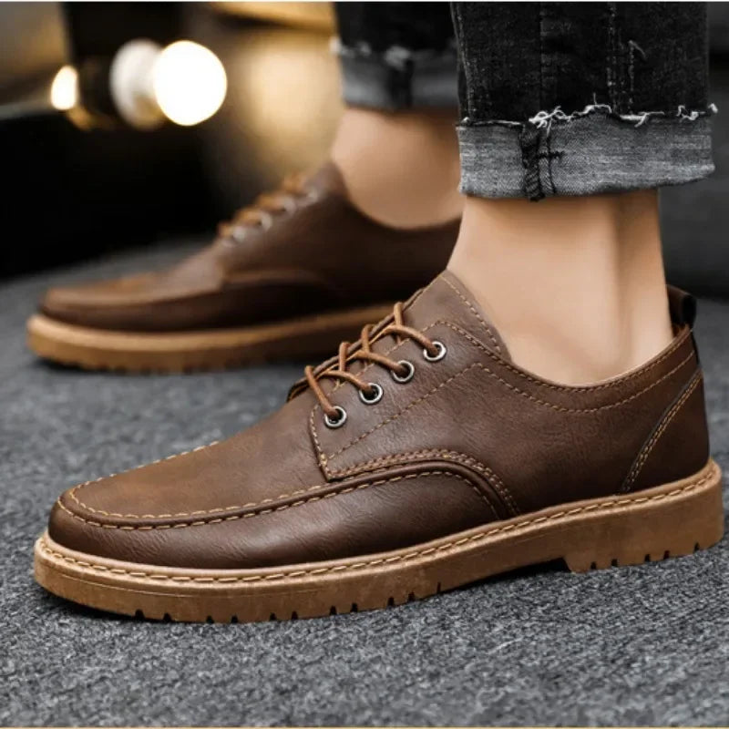 New Leather Casual Shoes for Men British Lace-up Oxford Shoes Men's Classic Business Dress Shoes Men Loafers  Hombre
