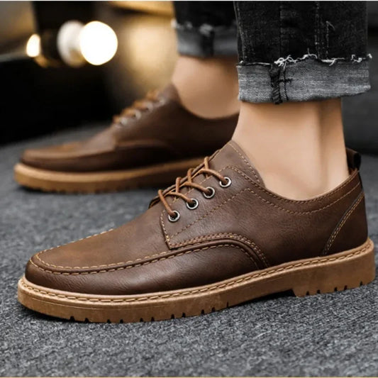 New Leather Casual Shoes for Men British Lace-up Oxford Shoes Men's Classic Business Dress Shoes Men Loafers  Hombre