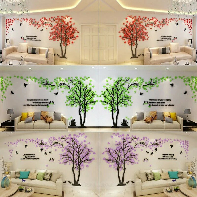 Flower Tree Home Room 3D Art Décor DIY Wall Sticker Removable Water Proof Decal Vinyl Mural TV Sofa Background Wall Decorative