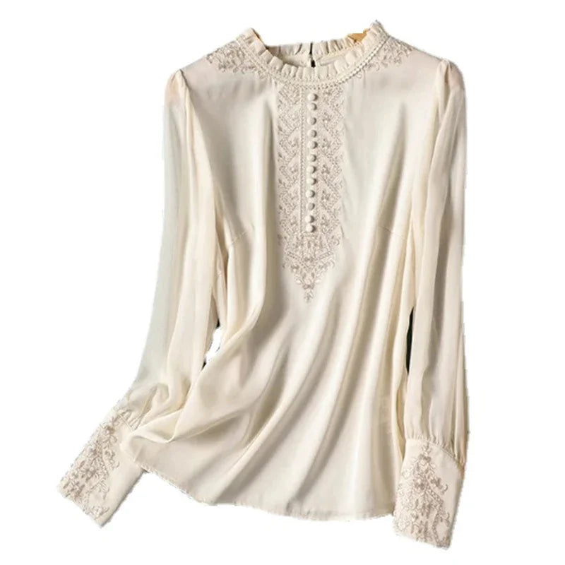 Luxury Stylish embroidery shirts for ladies  elegant Women's blouses with Graceful Design Spring Summer