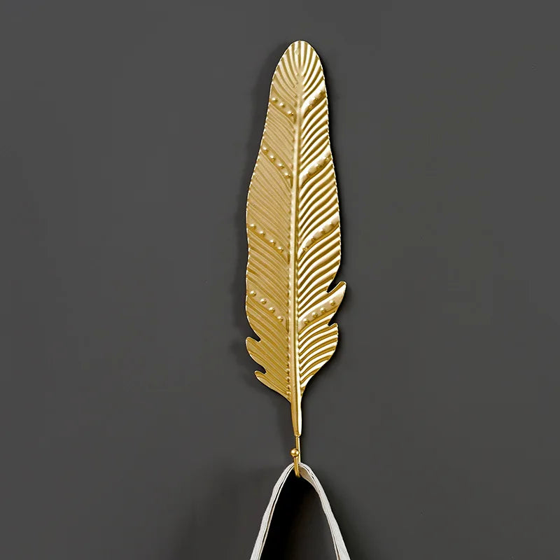 Retro Gold Leaf Shape Hanging Hooks Punch-Free Wall Hanger Hanging Storage Rack Towel Watch Bag Key Self Adhesive Household