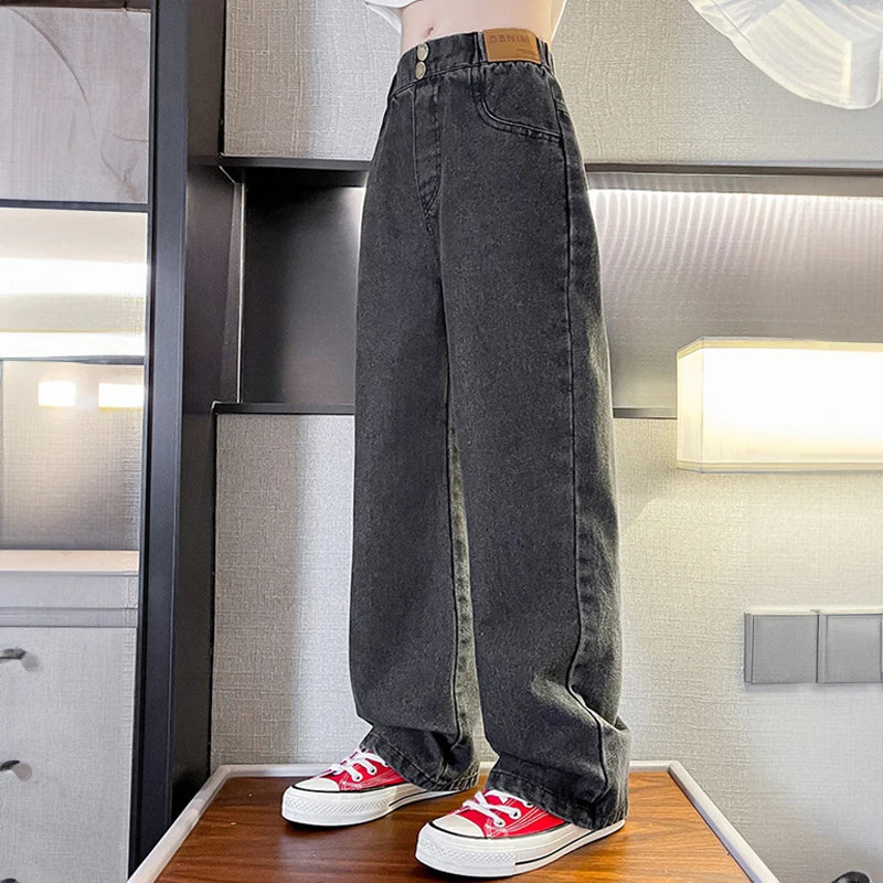 Warm Jeans for Kids Girls Fleece Winter Thicken Clothing Denim Trousers Children Plus Velvet Pants