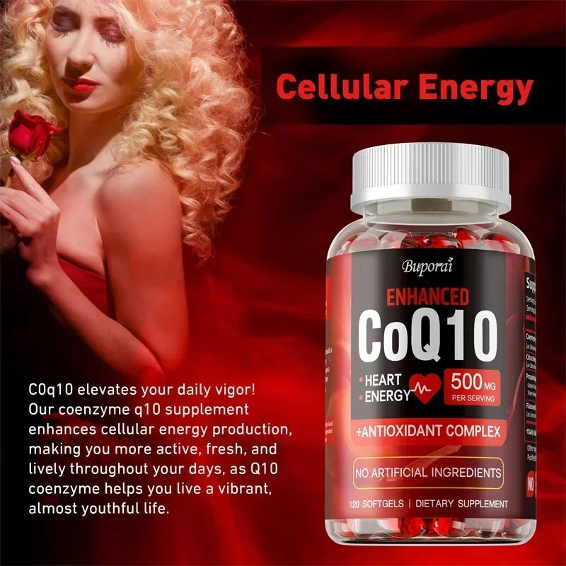 CoQ10 Supplement - Supports Heart and Cardiovascular Health, Anti-Aging, Energy Supplement, Gluten-Free, Non-GMO