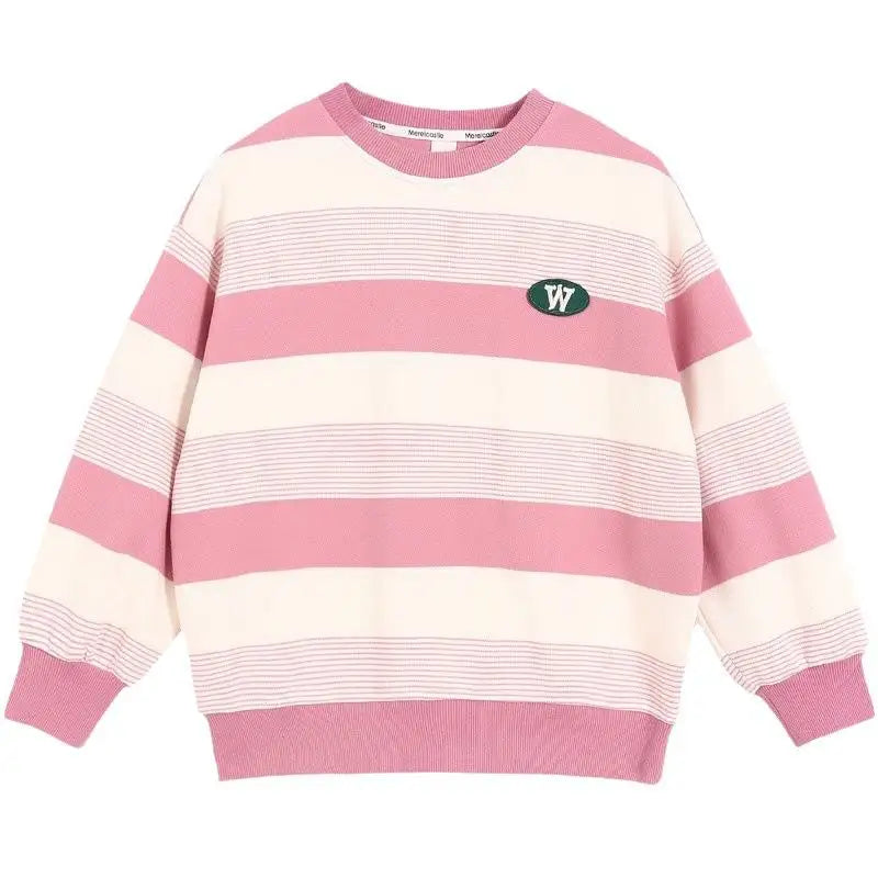 Spring Autumn Fashion Kid Girls Clothes Sports Suit Kids Clothes Girl Striped Sweatshirt Top Long Trousers 2 Piece Set 7-14 Year