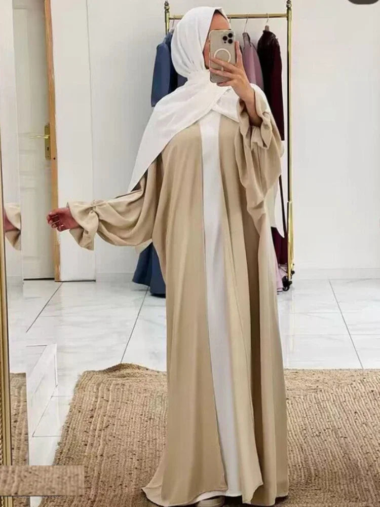 Satin Abayas for Women Dubai Turkey Islamic Clothing Cardigan Muslim Kimono Abaya Ramadan Eid Modest Kaftan No Hijab Inner Dress