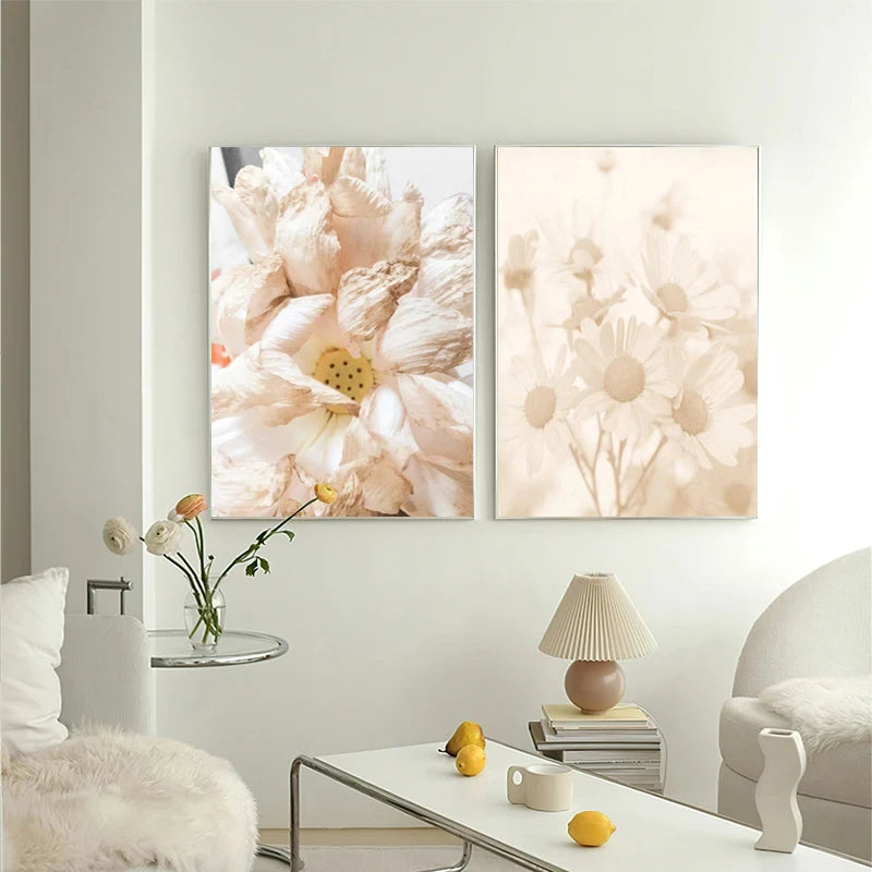 Beige Flower Beach Landscape Picture Bohemia Poster and Print Nordic Home Decor Wall Art Canvas Painting for Living Room Design