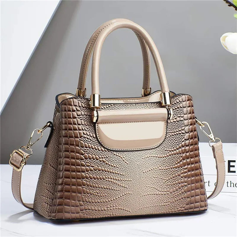 Crocodile Women's Handbag Vintage Shoulder Bag New Pu Leather Crossbody Bag Brand Luxury Men's and Women's Business Bag