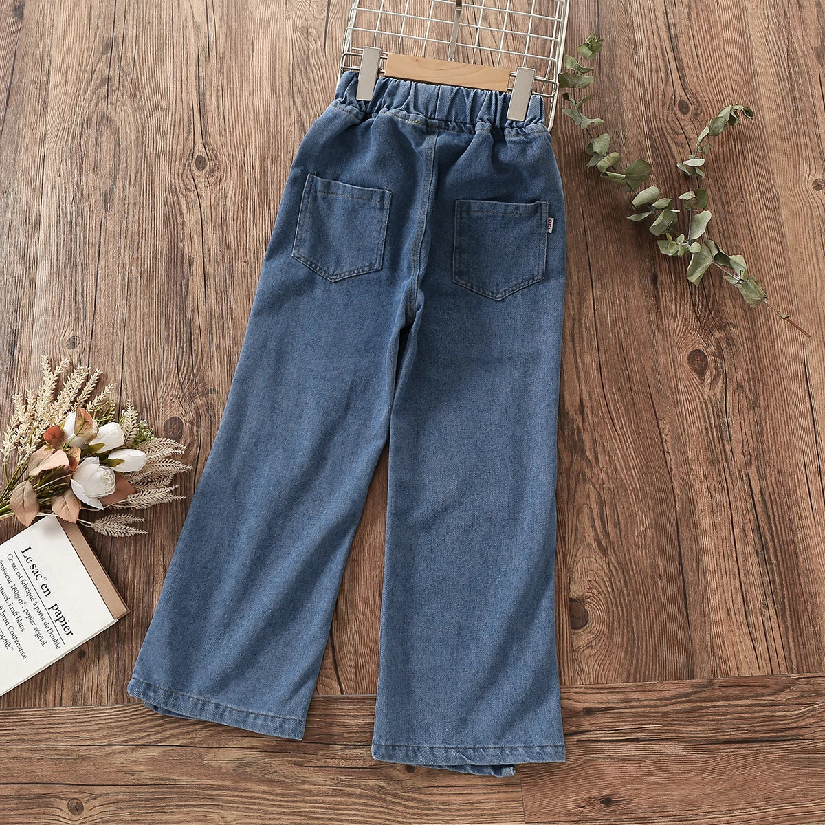 Jeans for Girls Clothes for Teenagers Denim Pants Kids Wide-leg Trousers for Children Spring Kids Clothes 6  8 9 10 12 14 Years