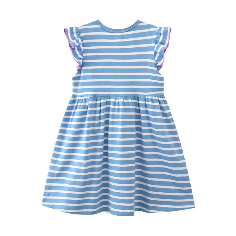 Jumping Meters 2-8T Princess Girls Dresses For Summer Children's Clothing Striped Unicorn Baby Birthday Dresses Kids Costume kids girls toddlers