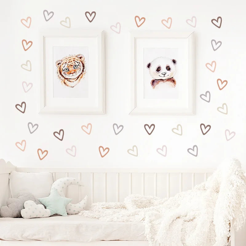 Wall Decal for Girls Bedroom 12/24pcs  Rainbows Heart Wall Stickers for Nursery Kids Room Home Living DIY Decorations
