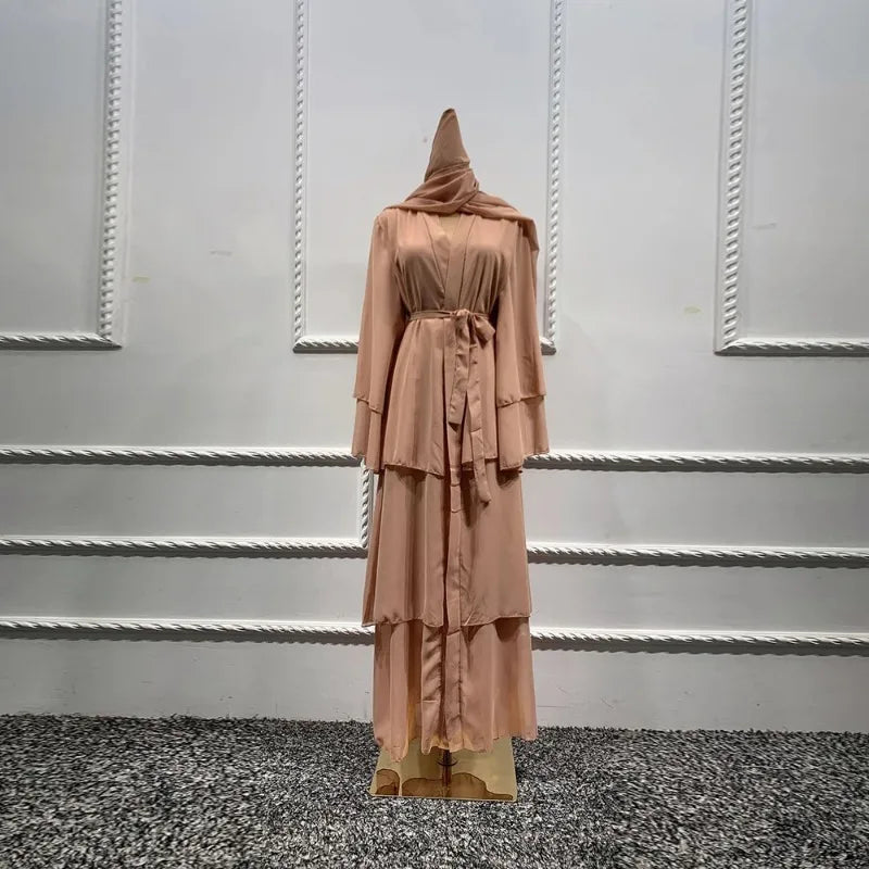 Chiffon Robe Longue Kimono Femme Musulmane Open Abaya Dubai Turkey Islam Arabic Muslim Dress Abayas for Women Caftan Marocain