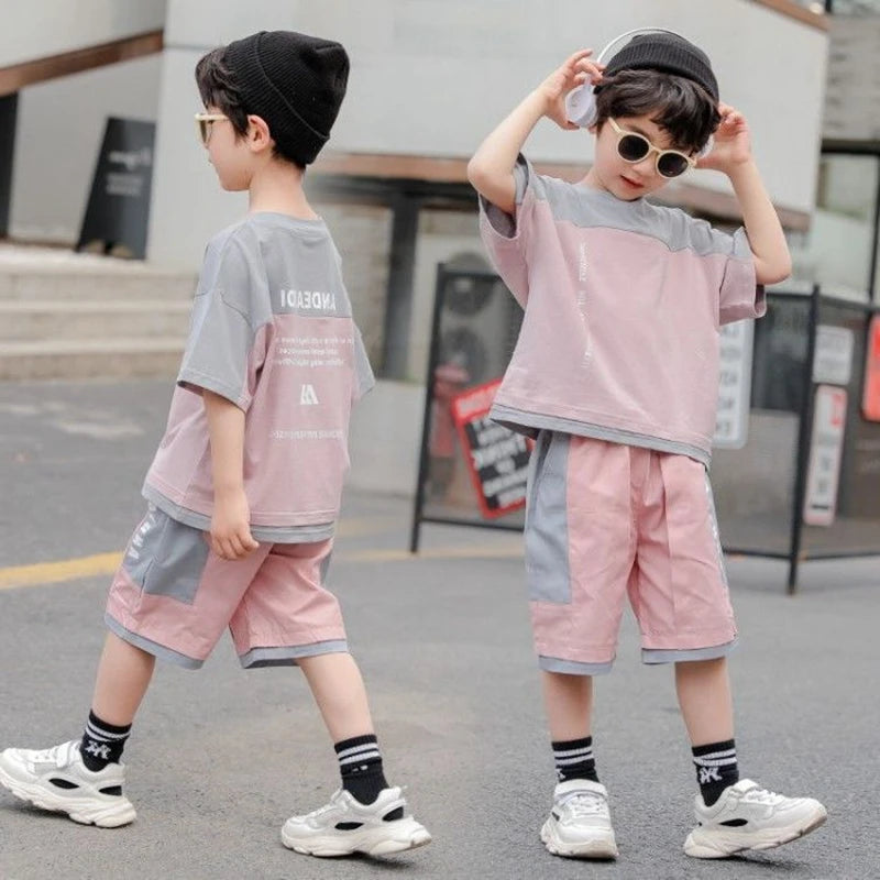 Children Clothing Sets New Summer Casual Outfit T-shirt + Pants Boys Clothes Suit Kids Tracksuit Teen