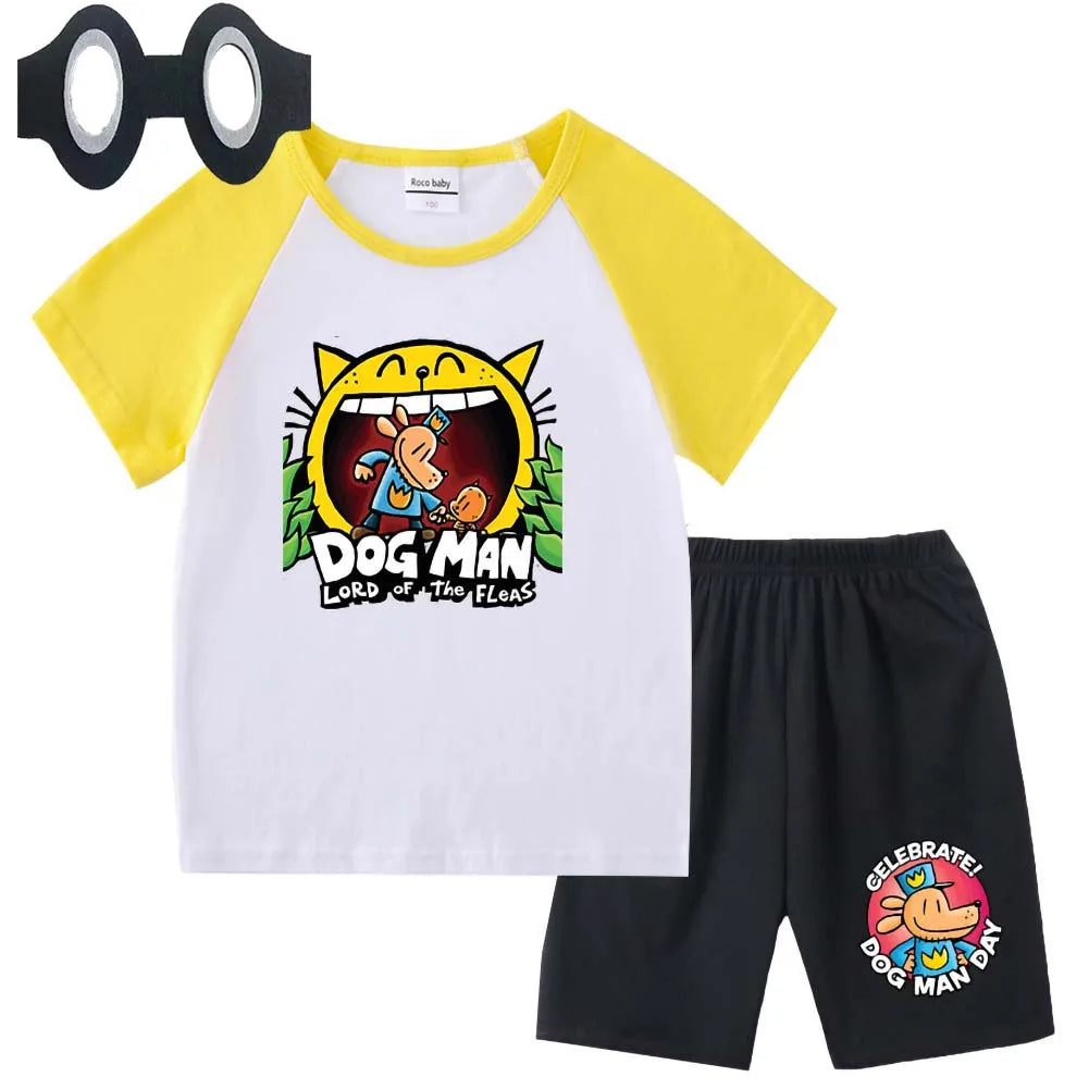 Hot Sale Cartoon Kids TShirt Shorts Mask 3PCS Captain Underpants DogMan Baby Boys Girls Clothe Summer Children Cotton T-Shirt