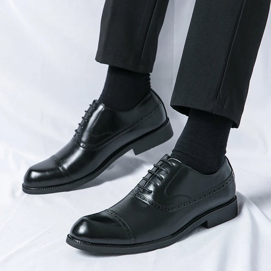 Luxury Men's  Business Leather Shoes Formal Black Dress Shoes male Oxford Wedding Office Shoes