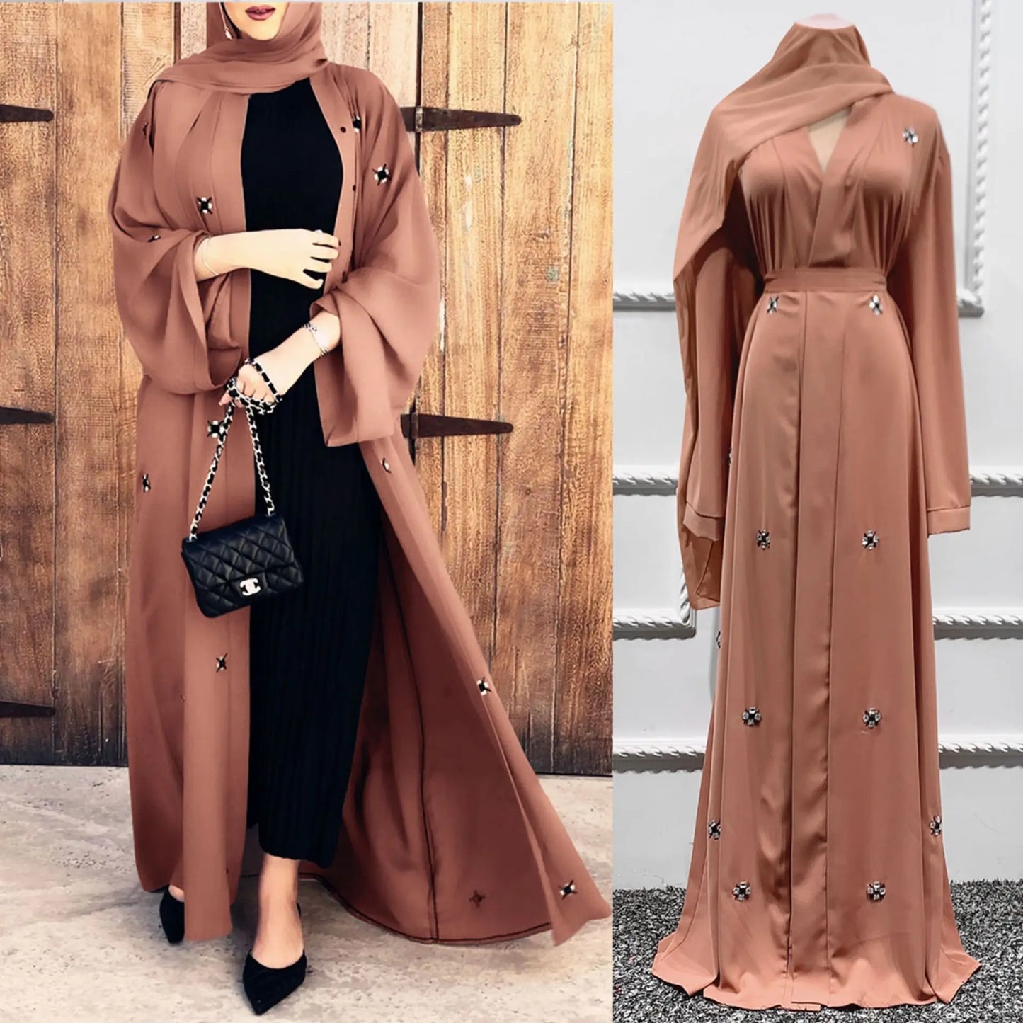 Ramadan Eid Open Abaya Dubai Hijab Dress Muslim Abayas for Women Islam Clothing Kaftan Robe Arabic Kimono Femme Musulmane