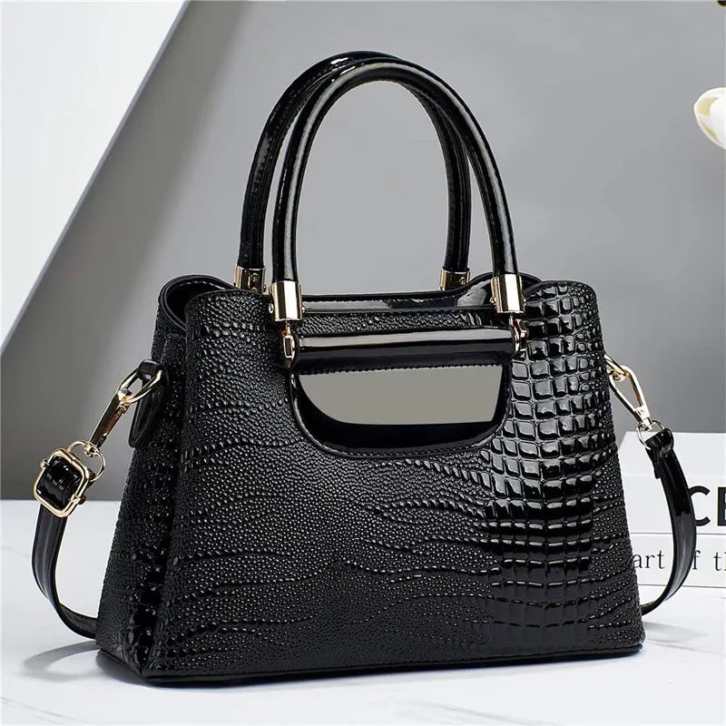 Crocodile Women's Handbag Vintage Shoulder Bag New Pu Leather Crossbody Bag Brand Luxury Men's and Women's Business Bag