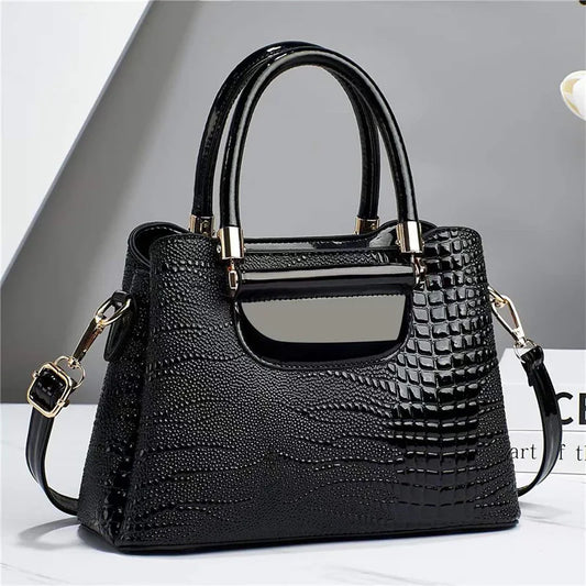 Crocodile Women's Handbag Vintage Shoulder Bag New Pu Leather Crossbody Bag Brand Luxury Men's and Women's Business Bag