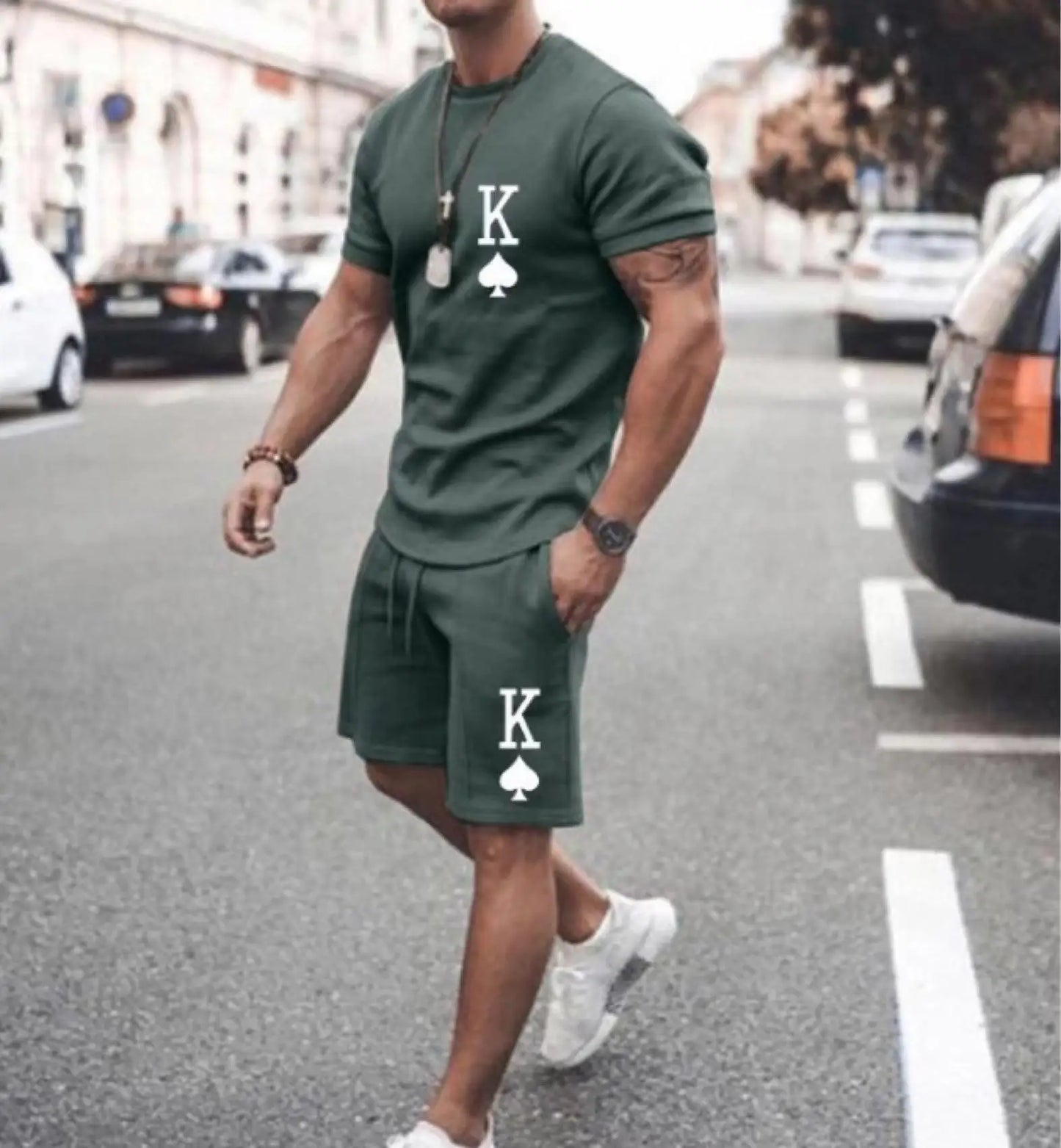 Summer Men’s T-Shirt Set Spades King 3D Print Short Sleeve+Sports Shorts 2Piece Suits Men’s Sportswear O-Neck Oversized Outfits