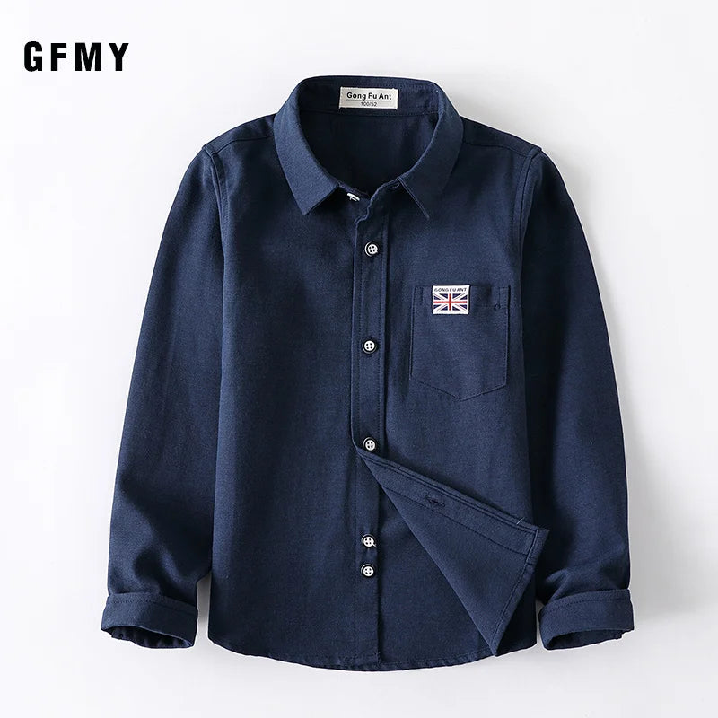 Boys Girls White Shirts for Students Uniform Long Sleeve Cotton Blouse Teenagers School Clothes Formal Wear
