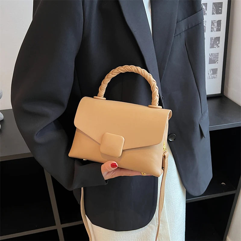 Twist Hand Bags for Women High Quality PU Shoulder Bag Cute Purses and Handbag Designer Crossbody Bag Luxury Satchel