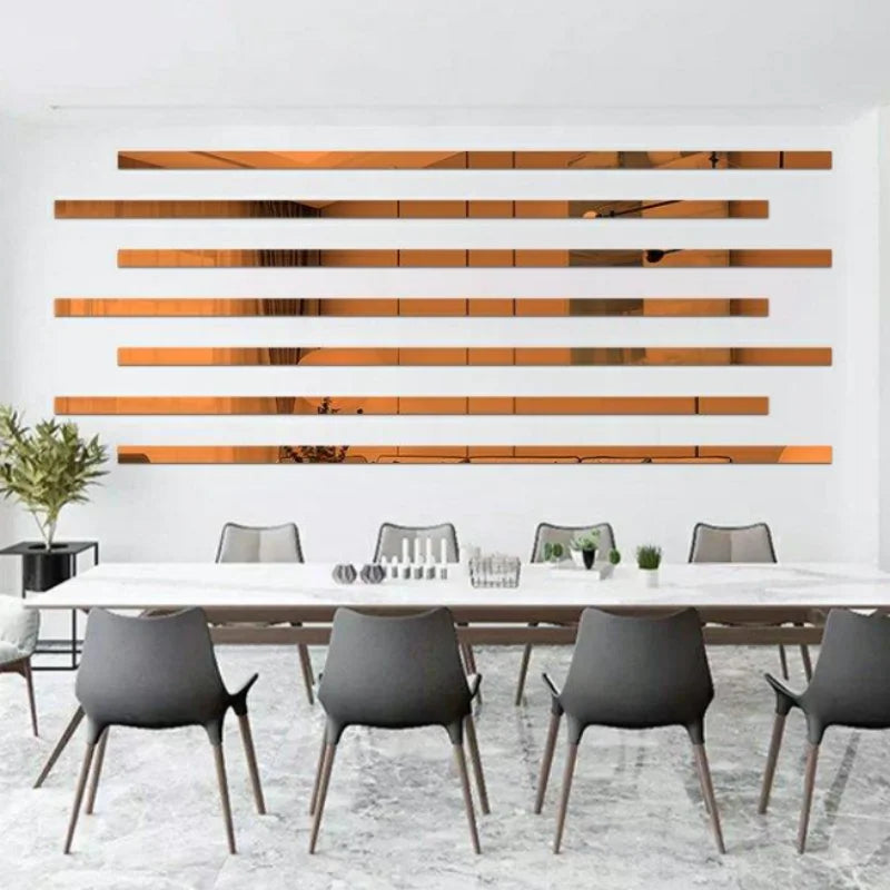 DIY Mirror Décor 5pc Stickers Self-adhesive Acrylic Art Wall Tile Ceiling Edge 3D Strip Decoration TV Background Wall Sticker