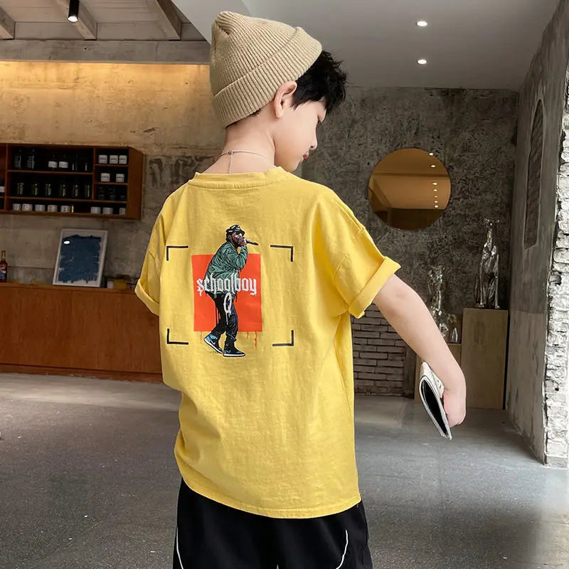 Kids  2Pcs/Sets Tracksuits Children Clothes Summer Cotton  Baby teenage boy Clothing Boys Casual T-Shirt Shorts