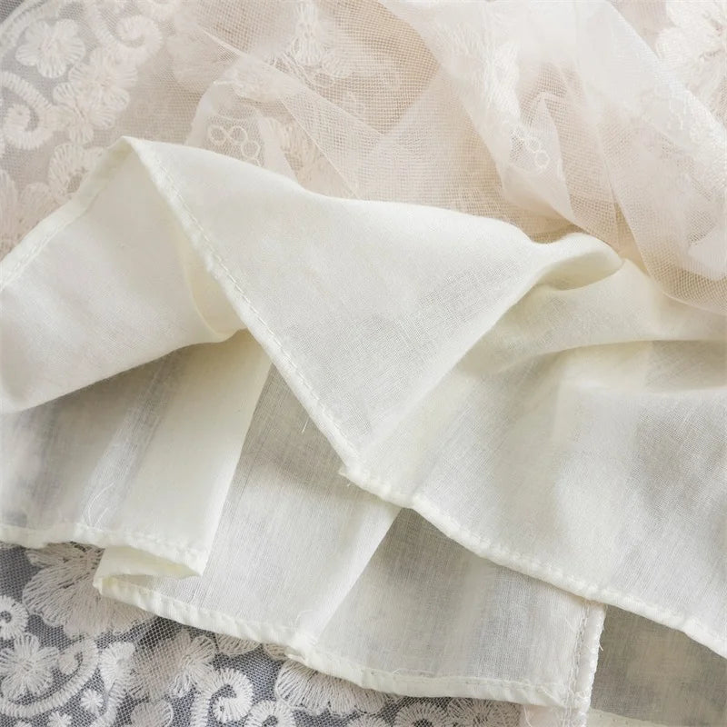 White Lace Embroidery Dress Girls Kids Princess Long Sleeve Clothes Children Elegant Flower Party Tutu Winter Autumn Vestidos