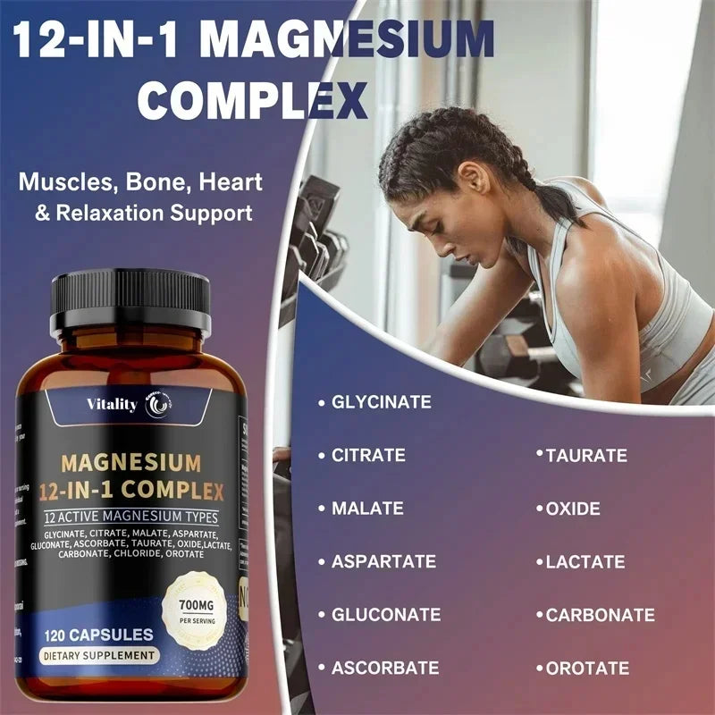 Magnesium Complex Capsules - Relieve Nerve Stress And Muscle Contraction, Support Bone And Immune Function