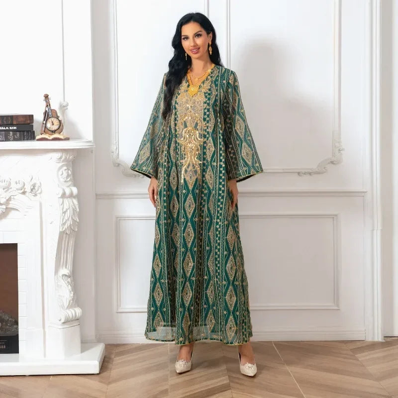 woman Dress Muslim  Muslim Abaya Islamic Clothing Embroidery Robe Long Sleeve Caftan Abaya