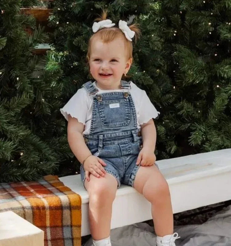 Baby Boy Girl Overalls INS Toddler Denim Jumpsuit Clothes Unisex Infant Summer All-match Casual Pants 1 2 3 Y Kid Daily Set
