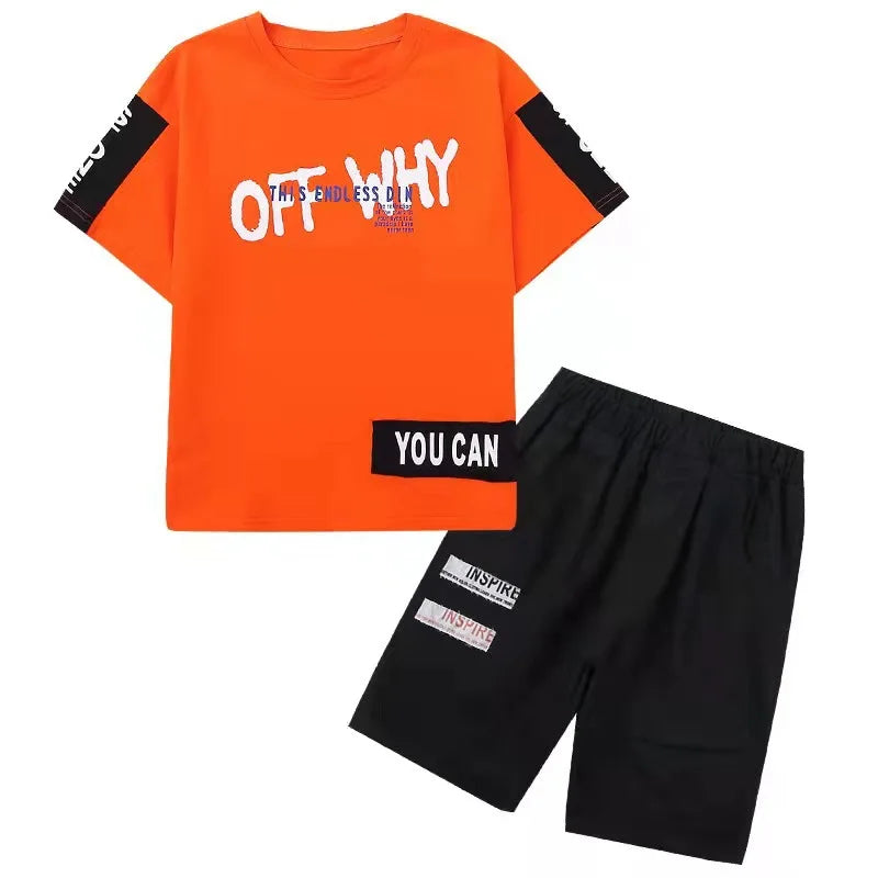 Children Summer Boys Clothes Set T shirt + Pants Casual Sports Suits Kids Clothing Tracksuit Teen Outfit