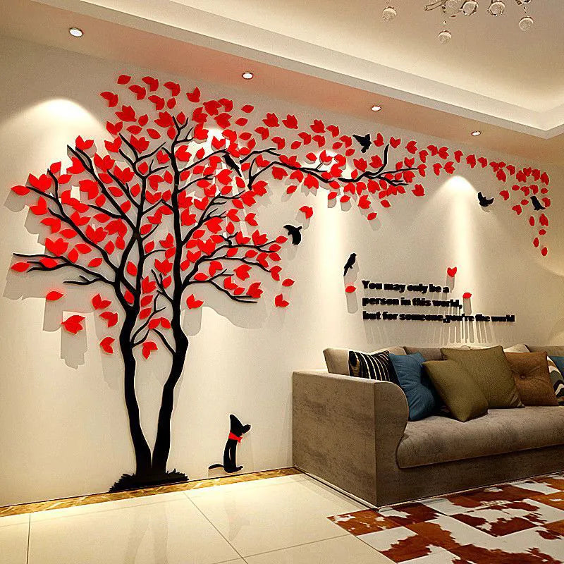 Flower Tree Home Room 3D Art Décor DIY Wall Sticker Removable Water Proof Decal Vinyl Mural TV Sofa Background Wall Decorative