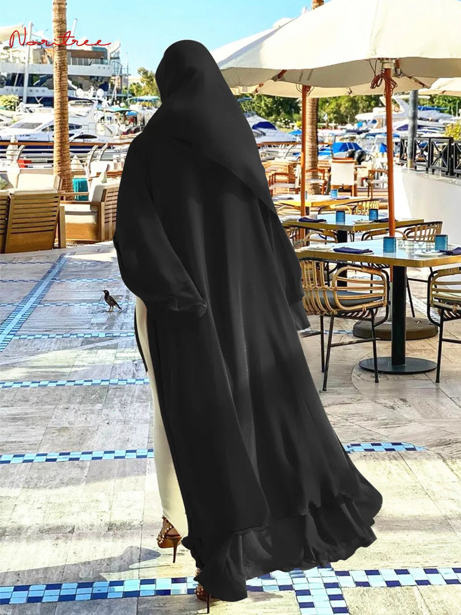 Fashion Chiffon Abaya Kimono Dubai Muslim Cardigan Abayas Women Casual Robe female Islam Clothes With Belt luxury elegant