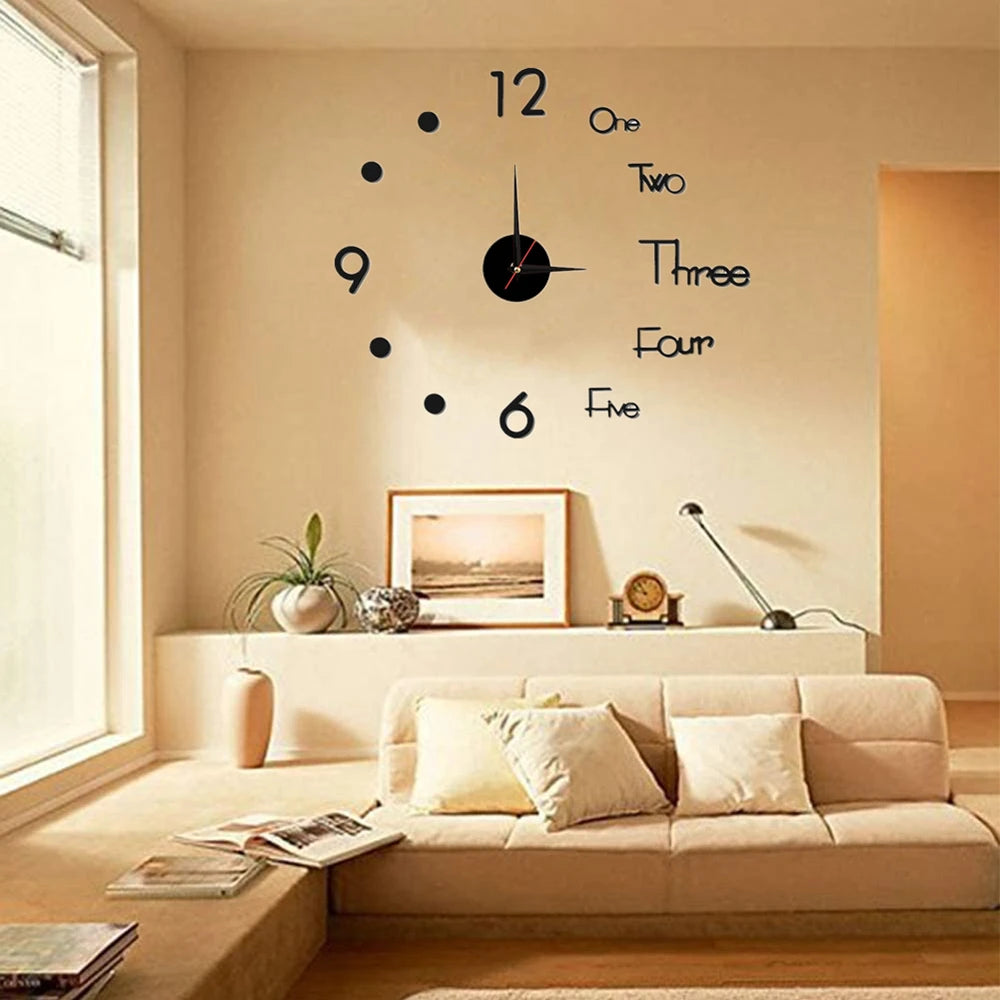 New 3D Roman Numeral Acrylic Mirror Wall Clock Sticker Fashion DIY Quartz Clocks Watch Home Decoration Living Room Stickers