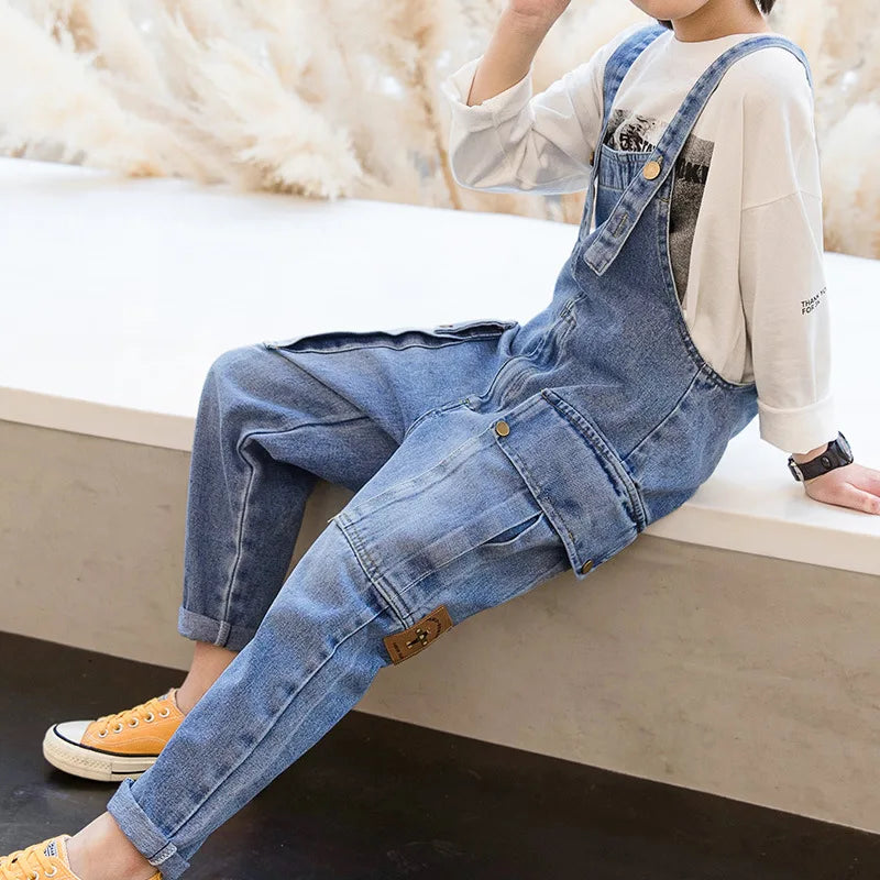 Boys Jeans Teens Overalls Rompers School Denim Jumpsuit Pants Overalls for Big Boys
