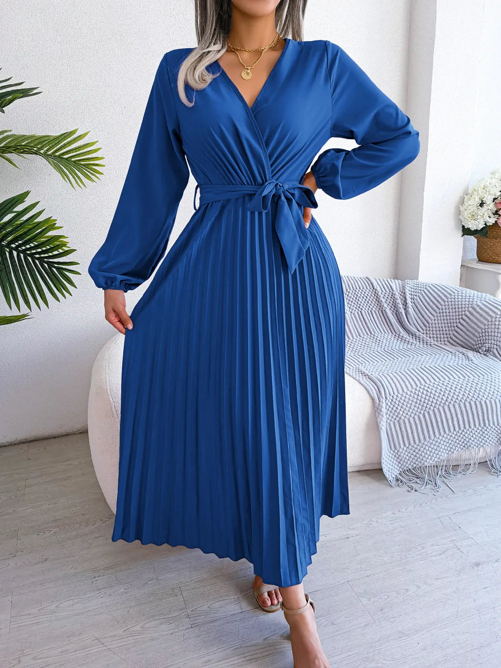 Women Spring Summer V Neck Long Dress