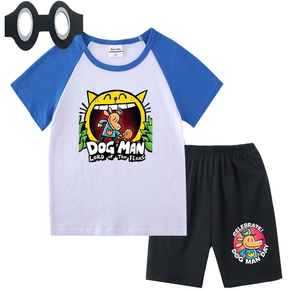 Hot Sale Cartoon Kids TShirt Shorts Mask 3PCS Captain Underpants DogMan Baby Boys Girls Clothe Summer Children Cotton T-Shirt