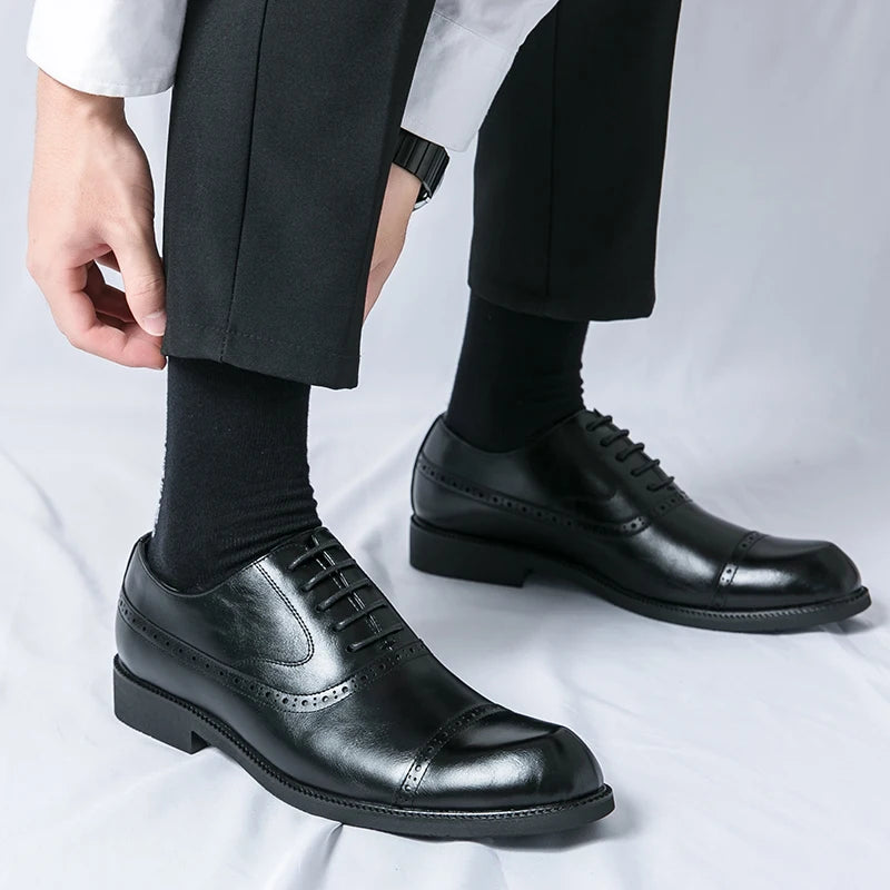 Luxury Men's  Business Leather Shoes Formal Black Dress Shoes male Oxford Wedding Office Shoes