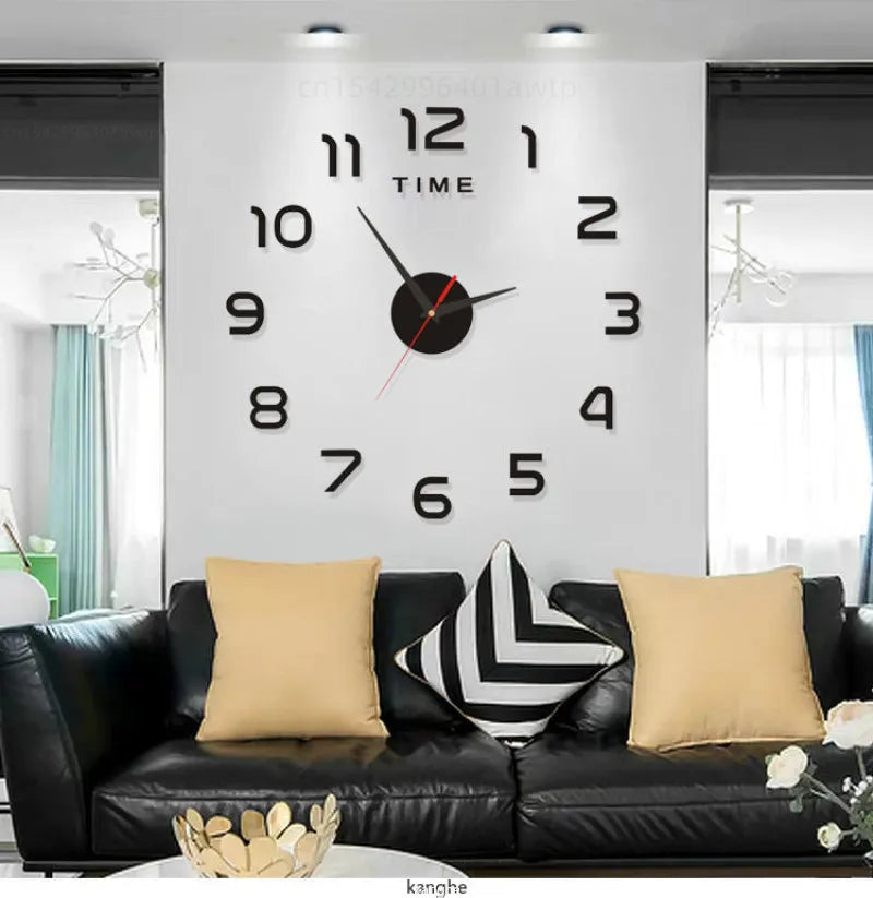 Modern Design Large Wall Clock 3D DIY Quartz Clocks Fashion Watches Acrylic Mirror Stickers Living Room Home Decor Horloge