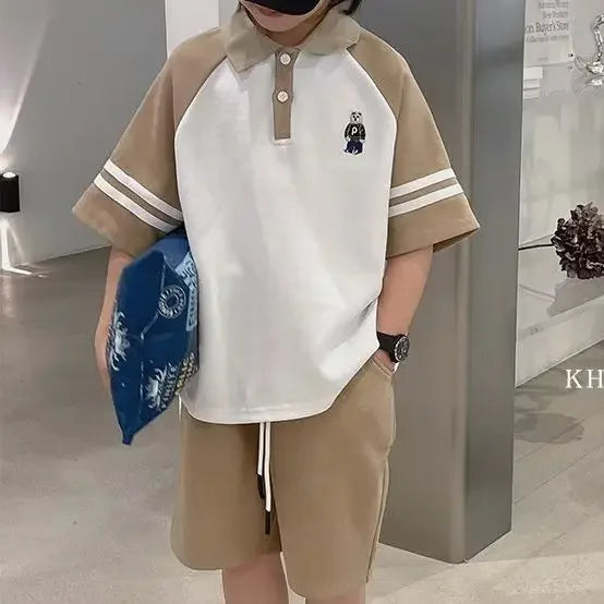 Summer Spring Suit for Boy Children's Clothes Outfit Set Polo Shirt Shorts 4 5 6 7 8 9 10 11 12 13 14 15 Years Kids Up and Down