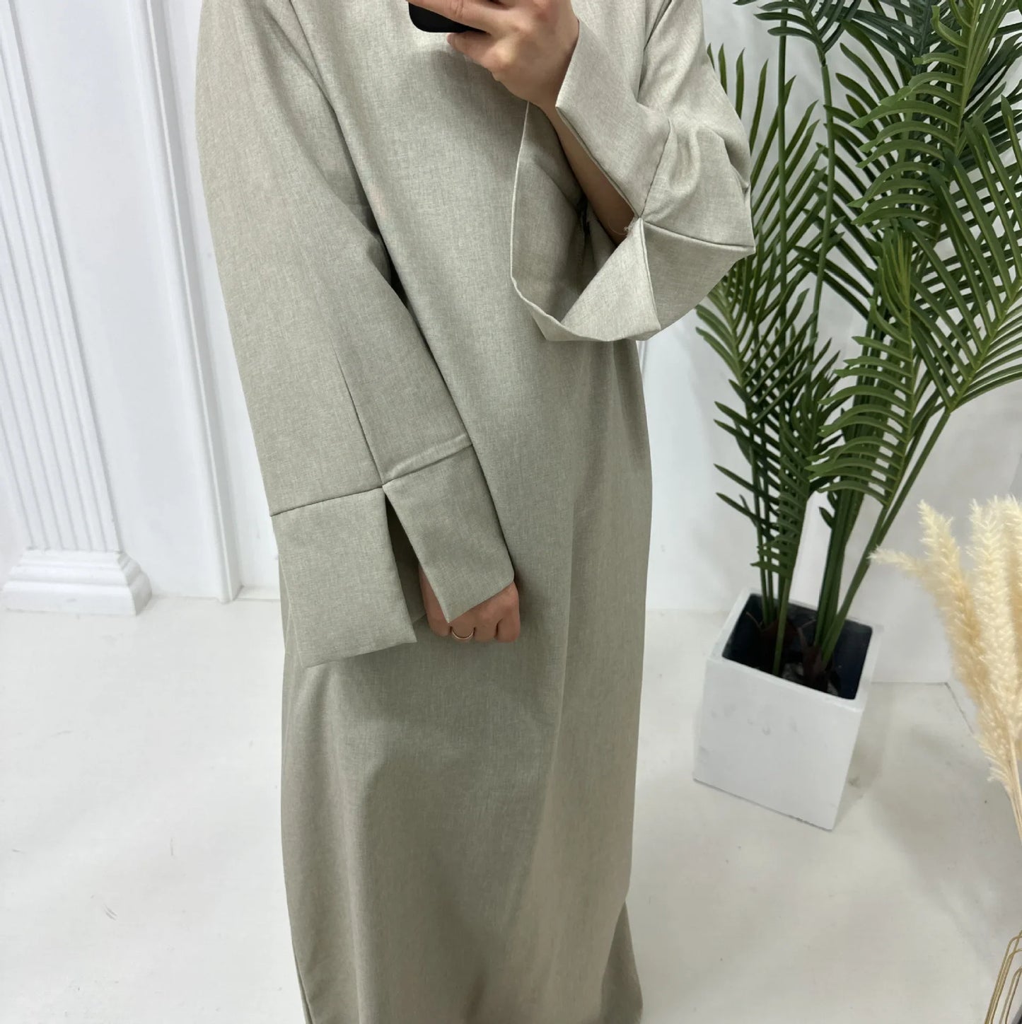 Closed Linen Abaya for Muslim Women Ramadan Eid Loose Abayas Dubai Luxury Turkey Hijab Dress African Islamic Clothes