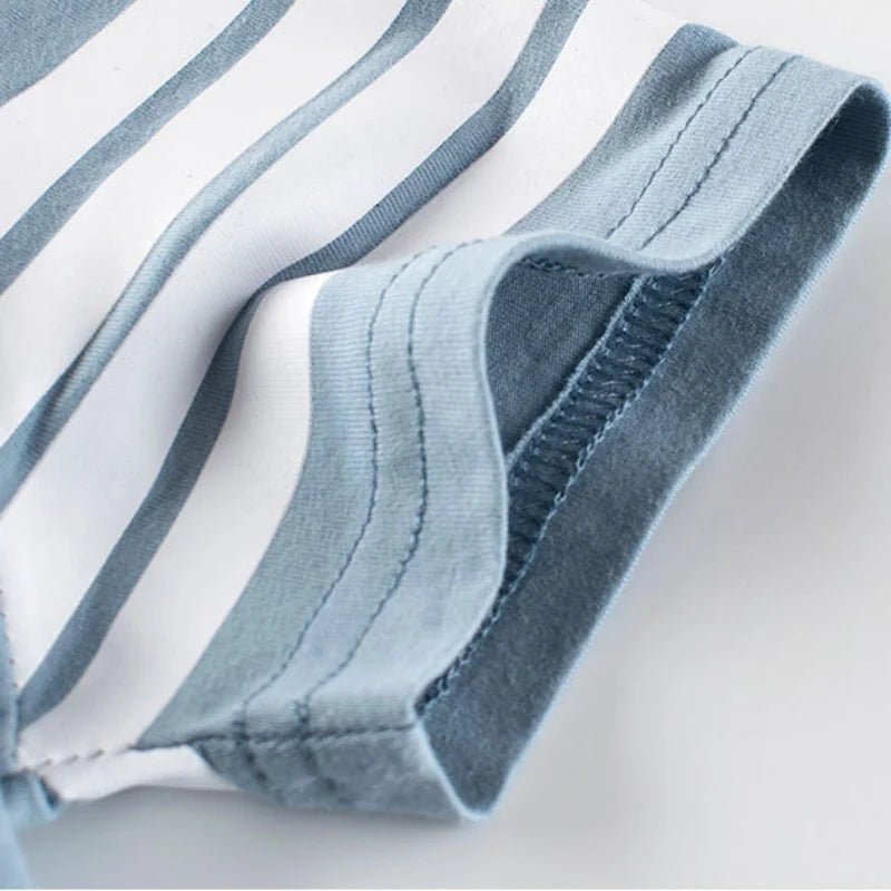 Unisex Striped Seleeve T Shirt Boys Clothes  Summer New Children's Short Sleeve O-Neck T-Shirts Girls Cotton Top Kids Outfit