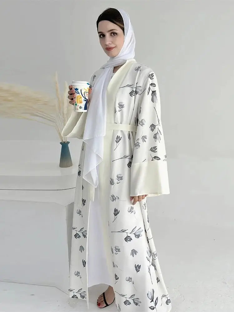 Abayas For Women Black White Muslim Kimono Open Abaya Islam Dress Kebaya Robe Femme Musulmane Kaftan